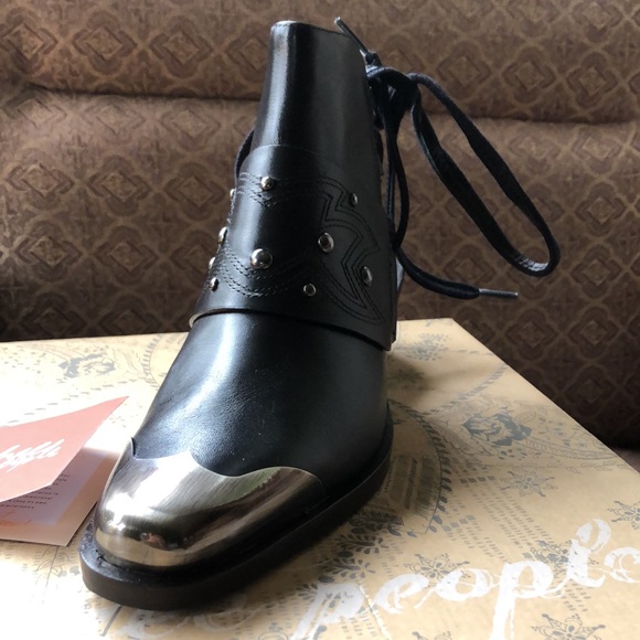 new FREE PEOPLE Rory GENUINE LEATHER boots booties in Black 894R0 - Picture 12 of 16